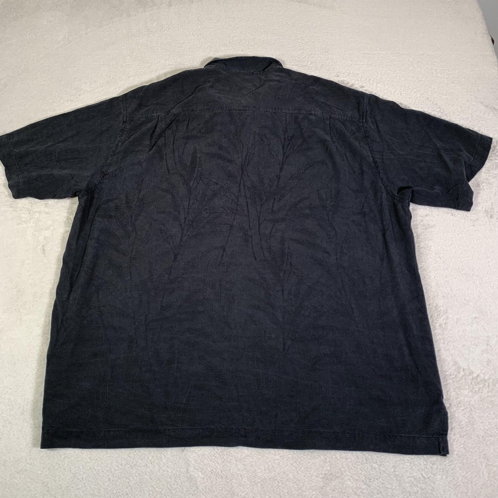 Tommy Bahama Shirt Mens XL Black 100% Silk Palm Leaf Hawaiian Short Sleeve - Picture 8 of 8